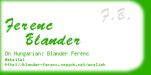 ferenc blander business card